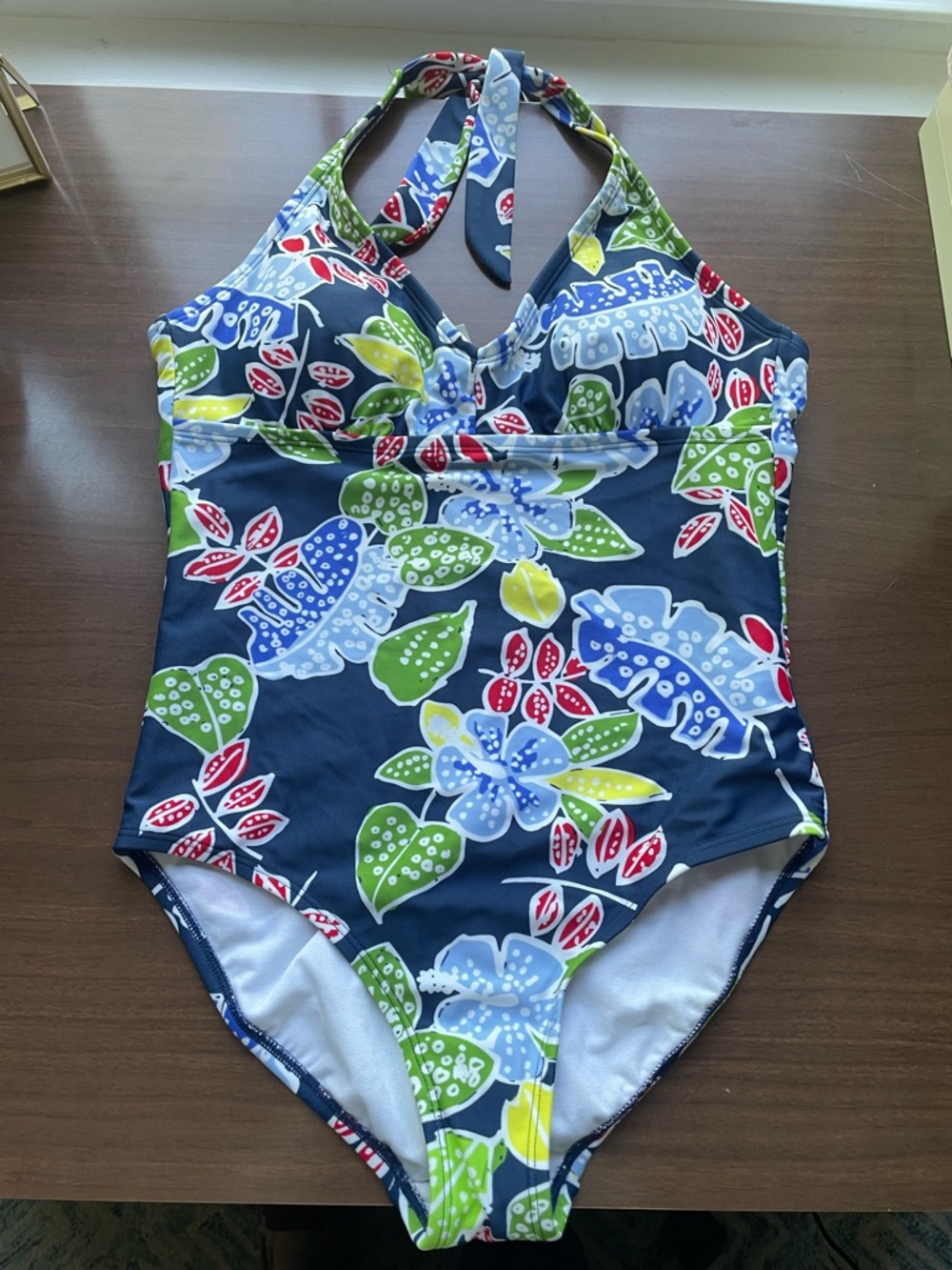Hanna Andersson Navy Floral Halter One-Piece Swimsuit